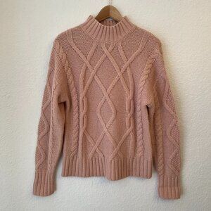 Gap Cable Knit‎ Mock Neck Sweater M Light Pink Wool Blend